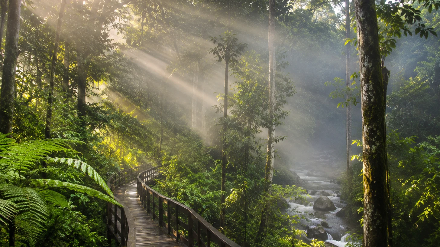 Rainforest boardwalk in a Malaysian national park